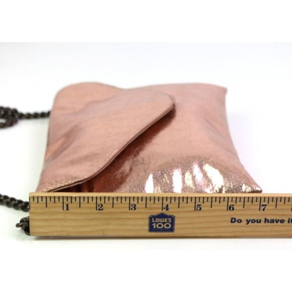 J.CREW PINK GOLD COATED CANVAS CHAIN STRAP ENVELOP SHOULDER BAG HANDBAG CLUTCH - Picture 11 of 12